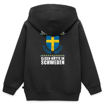 Schwede Geschenk Patrioten - Kinder Premium Organic Zip Hoodie - Schwarz - Hinten - AI Model Kid Male (0cm)