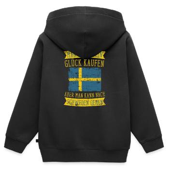 Schweden Europa - Kinder Premium Organic Zip Hoodie - Schwarz - Hinten - AI Model Kid Male (0cm)