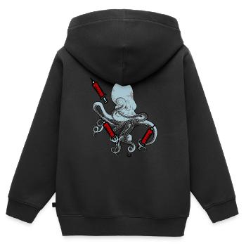 Krankenschwester Krake Horror Spritze Phobie Arzt - Kinder Premium Organic Zip Hoodie - Schwarz - Hinten - AI Model Kid Male (0cm)