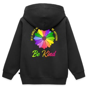 Be Anything Be Child Flower Gift - Kids Premium Organic Zip-up Hoodie - black - Back - AI Model Kid Male (0cm)
