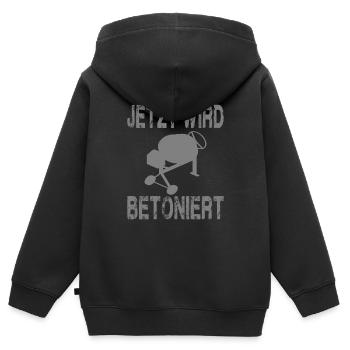 Jetzt Wird Betoniert! Beton Maurer Handwerker - Kinder Premium Organic Zip Hoodie - Schwarz - Hinten - AI Model Kid Male (0cm)