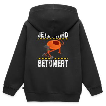 Jetzt Wird Betoniert! Beton Maurer Handwerker - Kinder Premium Organic Zip Hoodie - Schwarz - Hinten - AI Model Kid Male (0cm)