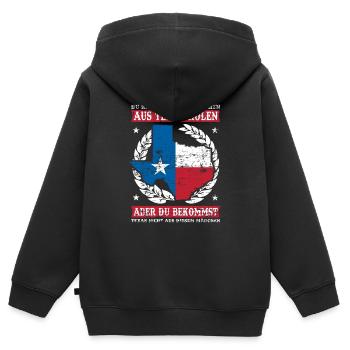 Texas Patrioten Cowboy - Kinder Premium Organic Zip Hoodie - Schwarz - Hinten - AI Model Kid Male (0cm)