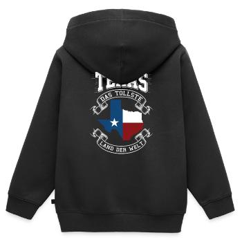 Texas - Kinder Premium Organic Zip Hoodie - Schwarz - Hinten - AI Model Kid Male (0cm)