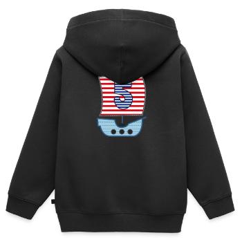 5 Jahre Jungen Piratenschiff Boot 5. Pirat Ahoi - Kinder Premium Organic Zip Hoodie - Schwarz - Hinten - AI Model Kid Male (0cm)