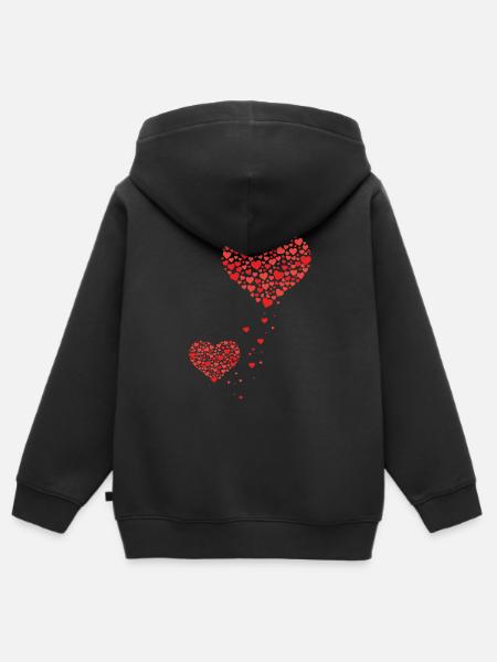 Grossesse coeur bébé enceinte deux coeurs - Sweat Premium à capuche zippé enfant bio - noir