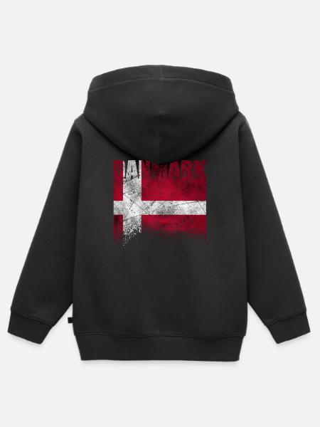 Danemark drapeau drapeau danois scandinavie vacances - Premium børne zip-hættetrøje økologisk - sort