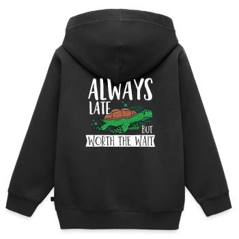 Ich bin immer zu spät - Kinder Premium Organic Zip Hoodie - Schwarz - Hinten - AI Model Kid Male (0cm)