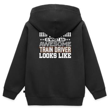 Train driver - Kids Premium Organic Zip-up Hoodie - black - Back - AI Model Kid Male (0cm)