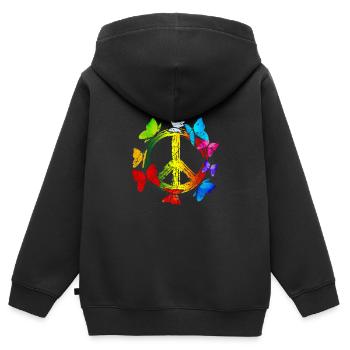 Hippie Schmetterlinge Hippies Flower Power 60s - Kinder Premium Organic Zip Hoodie - Schwarz - Hinten - AI Model Kid Male (0cm)