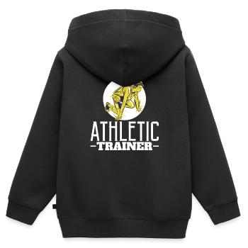 Athlétisme Course - Sweat Premium à capuche zippé enfant bio - noir - Dos - AI Model Kid Male (0cm)
