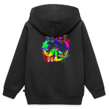 Hippie Schmetterlinge Hippies Flower Power 60s - Kinder Premium Organic Zip Hoodie - Schwarz - Hinten - AI Model Kid Male (0cm)