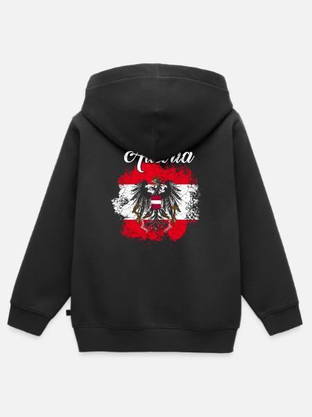 Austria flag Austrian flag holiday - Kids Premium Organic Zip-up Hoodie - black