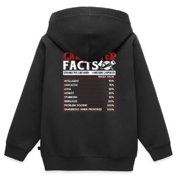 Zimmermann Zimmermann Fakten - Kinder Premium Organic Zip Hoodie - Schwarz - Hinten - AI Model Kid Male (0cm)