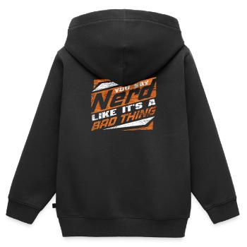 Nerd - Kids Premium Organic Zip-up Hoodie - black - Back - AI Model Kid Male (0cm)