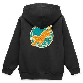 Tiger Mixed Martial Arts Großkatzen Wildkatzen - Kinder Premium Organic Zip Hoodie - Schwarz - Hinten - AI Model Kid Male (0cm)