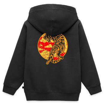 Tiger Mixed Martial Arts Großkatzen Wildkatzen - Kinder Premium Organic Zip Hoodie - Schwarz - Hinten - AI Model Kid Male (0cm)