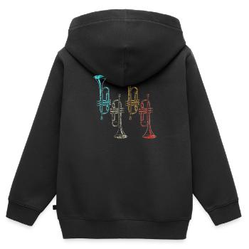 Retro Musikinstrument Blasinstrument Trompete - Kinder Premium Organic Zip Hoodie - Schwarz - Hinten - AI Model Kid Male (0cm)