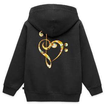 Basse clé musique coeur instrument de musique musicien - Sweat Premium à capuche zippé enfant bio - noir - Dos - AI Model Kid Male (0cm)