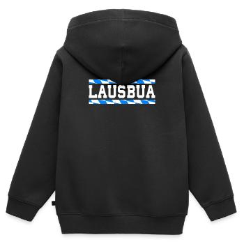 Lausbuam Spruch - Bayrisch Lausbua - Kinder Premium Organic Zip Hoodie - Schwarz - Hinten - AI Model Kid Male (0cm)