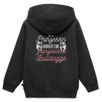 Französische Bulldogge Tierliebhaber - Kinder Premium Organic Zip Hoodie - Schwarz - Hinten - AI Model Kid Male (0cm)