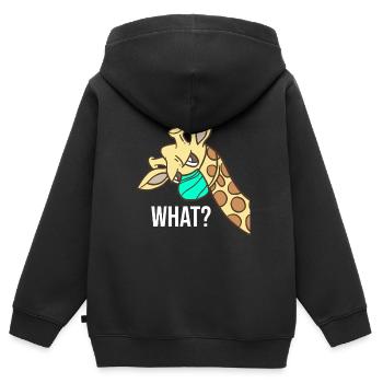 Giraffe WHAT Mundschutz Giraffen Atemschutz Maske - Kinder Premium Organic Zip Hoodie - Schwarz - Hinten - AI Model Kid Male (0cm)