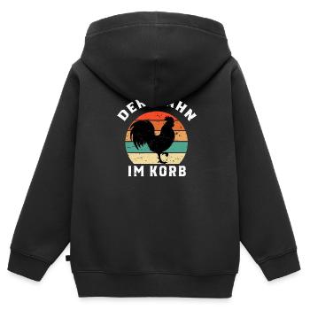 Le coq dans le panier - Sweat Premium à capuche zippé enfant bio - noir - Dos - AI Model Kid Male (0cm)