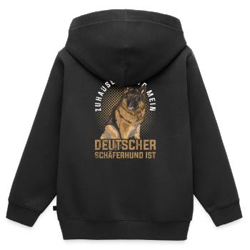 Deutscher Schäferhund Hundebesitzer - Kinder Premium Organic Zip Hoodie - Schwarz - Hinten - AI Model Kid Male (0cm)