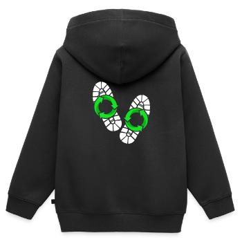 Ökologischer Fußabdruck - Kinder Premium Organic Zip Hoodie - Schwarz - Hinten - AI Model Kid Male (0cm)
