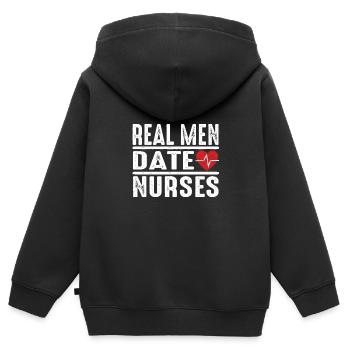 Real Men Date Nurses - Kinder Premium Organic Zip Hoodie - Schwarz - Hinten - AI Model Kid Male (0cm)
