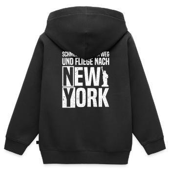 New York New Yorker - Kinder Premium Organic Zip Hoodie - Schwarz - Hinten - AI Model Kid Male (0cm)