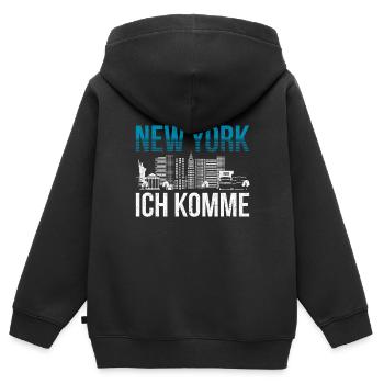 New York - Kinder Premium Organic Zip Hoodie - Schwarz - Hinten - AI Model Kid Male (0cm)