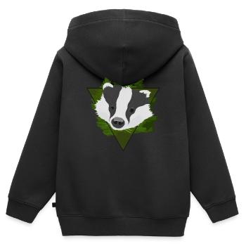 Dachs im Wald - Frechdachs Comicstil Geschenkidee - Kinder Premium Organic Zip Hoodie - Schwarz - Hinten - AI Model Kid Male (0cm)