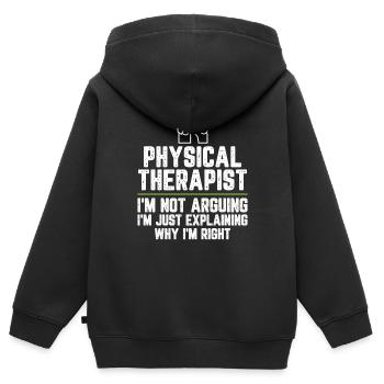 Physiotherapeut Ich streite nicht Ich bin gerecht - Kinder Premium Organic Zip Hoodie - Schwarz - Hinten - AI Model Kid Male (0cm)