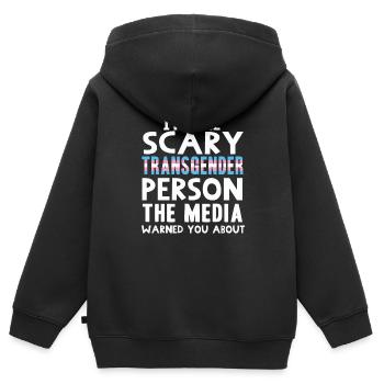 Transgender - Kinder Premium Organic Zip Hoodie - Schwarz - Hinten - AI Model Kid Male (0cm)