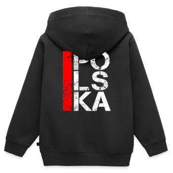 Pologne - Sweat Premium à capuche zippé enfant bio - noir - Dos - AI Model Kid Male (0cm)