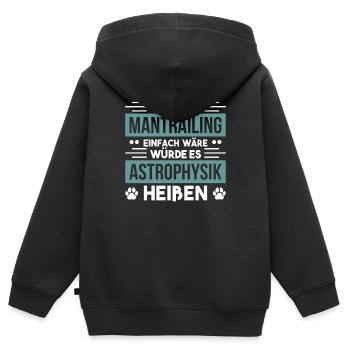 Hundesport Hund Mantrailer Rettungshund - Kinder Premium Organic Zip Hoodie - Schwarz - Hinten - AI Model Kid Male (0cm)