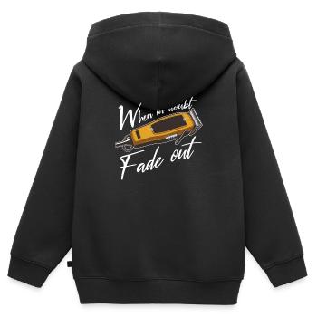 Barber Barbershop Barber Barbe - Sweat Premium à capuche zippé enfant bio - noir - Dos - AI Model Kid Male (0cm)