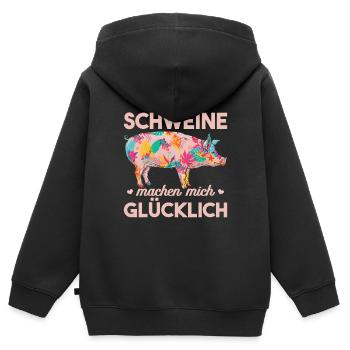 Schwein Landeier - Kinder Premium Organic Zip Hoodie - Schwarz - Hinten - AI Model Kid Male (0cm)