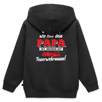 Papa ist Feuerwehrmann Feuerwehrauto Feuerwehr - Kinder Premium Organic Zip Hoodie - Schwarz - Hinten - AI Model Kid Male (0cm)