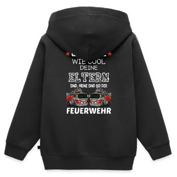 Coole Eltern Feuerwehr Feuerwehrmann Feuerwehrauto - Kinder Premium Organic Zip Hoodie - Schwarz - Hinten - AI Model Kid Male (0cm)