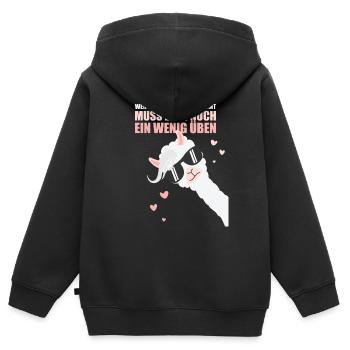 Lama: Wer mit mir nicht auskommt, muss noch üben - Kinder Premium Organic Zip Hoodie - Schwarz - Hinten - AI Model Kid Male (0cm)