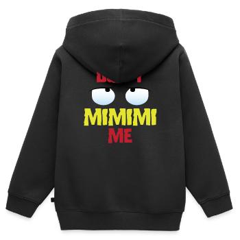 Drôles de phrases mimimi - Sweat Premium à capuche zippé enfant bio - noir - Dos - AI Model Kid Male (0cm)