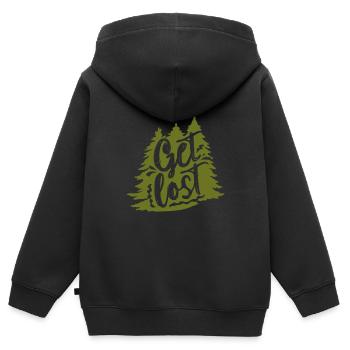 Outdoor Wandern - Kinder Premium Organic Zip Hoodie - Schwarz - Hinten - AI Model Kid Male (0cm)