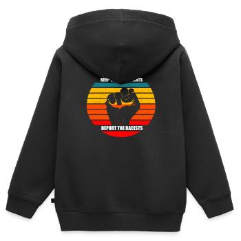 keep the immigrants deport the racists - Kids Premium Organic Zip-up Hoodie - black - Back - AI Model Kid Male (0cm)