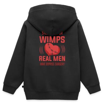 Open Heart Bypass Chirurgie Survivant Stents Wimps - Sweat Premium à capuche zippé enfant bio - noir - Dos - AI Model Kid Male (0cm)