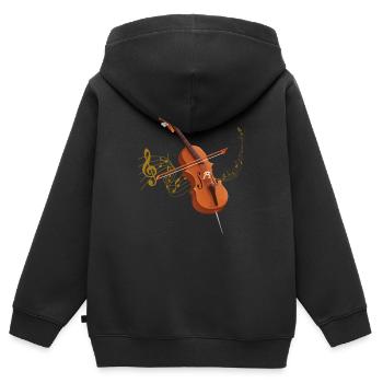 violoncelle - Sweat Premium à capuche zippé enfant bio - noir - Dos - AI Model Kid Male (0cm)