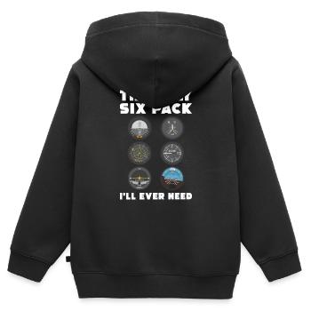 The only Sixpack i will ever need Cockpit Pilot - Kinder Premium Organic Zip Hoodie - Schwarz - Hinten - AI Model Kid Male (0cm)