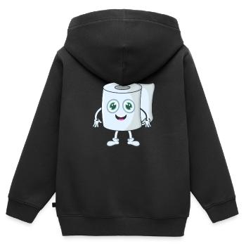Papier toilette papier - Sweat Premium à capuche zippé enfant bio - noir - Dos - AI Model Kid Male (0cm)