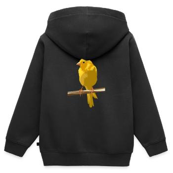 Kanarienvogel auf Zweig - Kinder Premium Organic Zip Hoodie - Schwarz - Hinten - AI Model Kid Male (0cm)